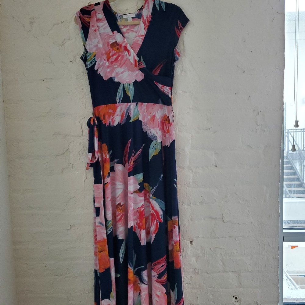Blue and Pink Floral Maxi Dress
